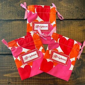 Brighton Heart Print Drawstring Jewelry/Accessory Bag Pouches-Set of 3